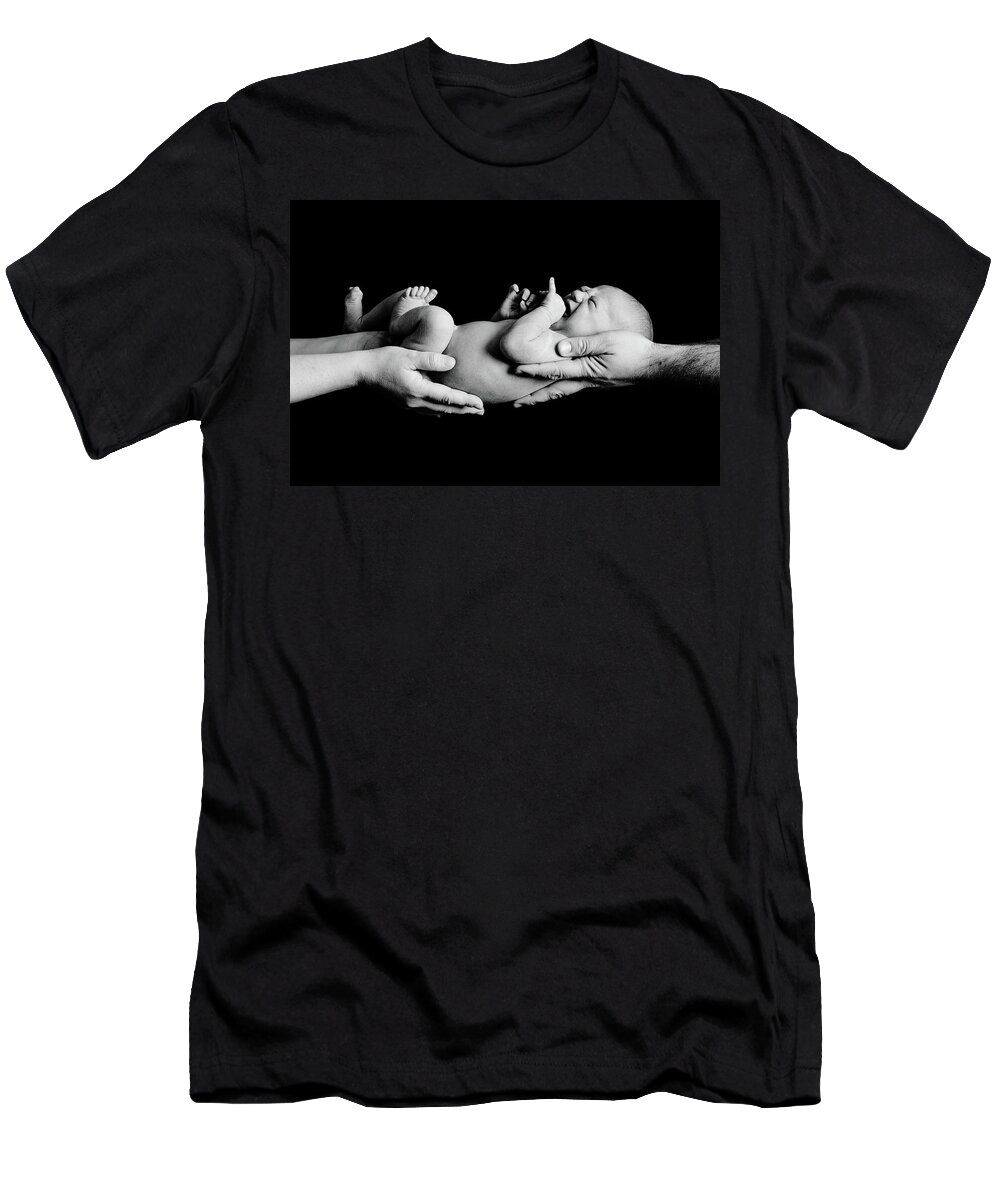 Newborn T-Shirt featuring the photograph In Your Hands by Sebastian Musial