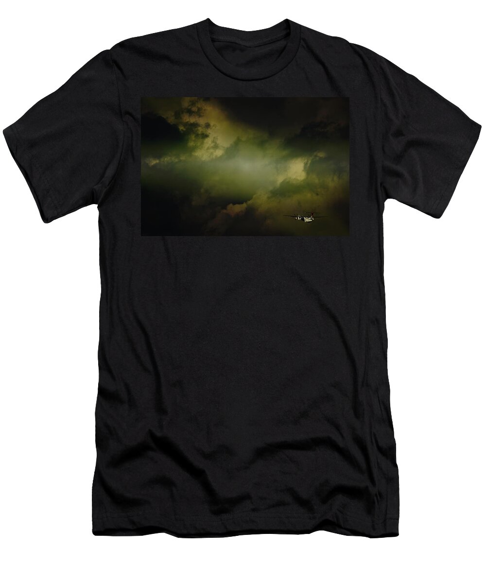 Bombardier Dash 8 T-Shirt featuring the photograph Into the Clouds by Paul Job