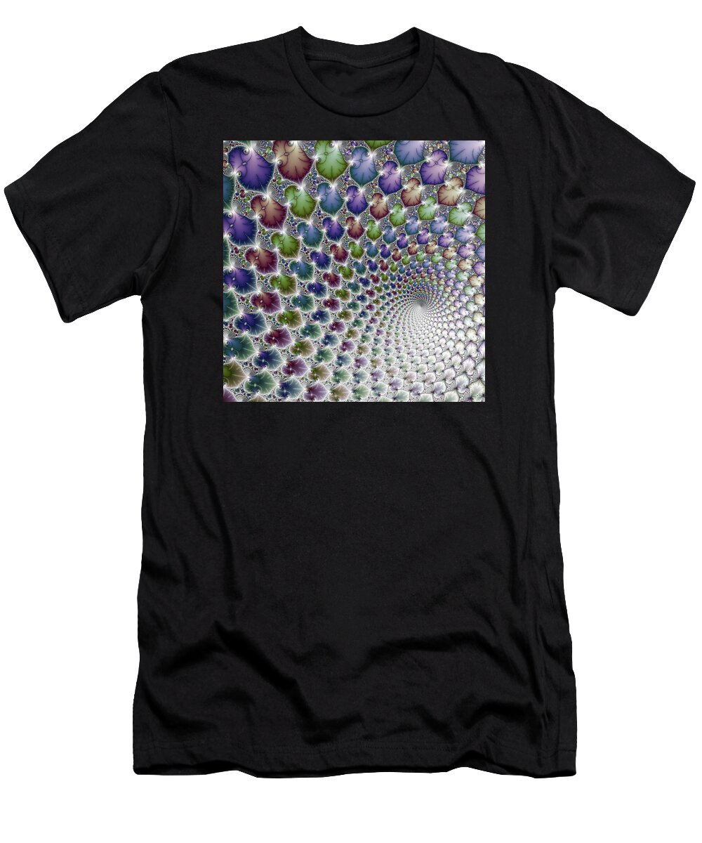 Vortex T-Shirt featuring the digital art Into the Vortex colorful fractal art by Matthias Hauser