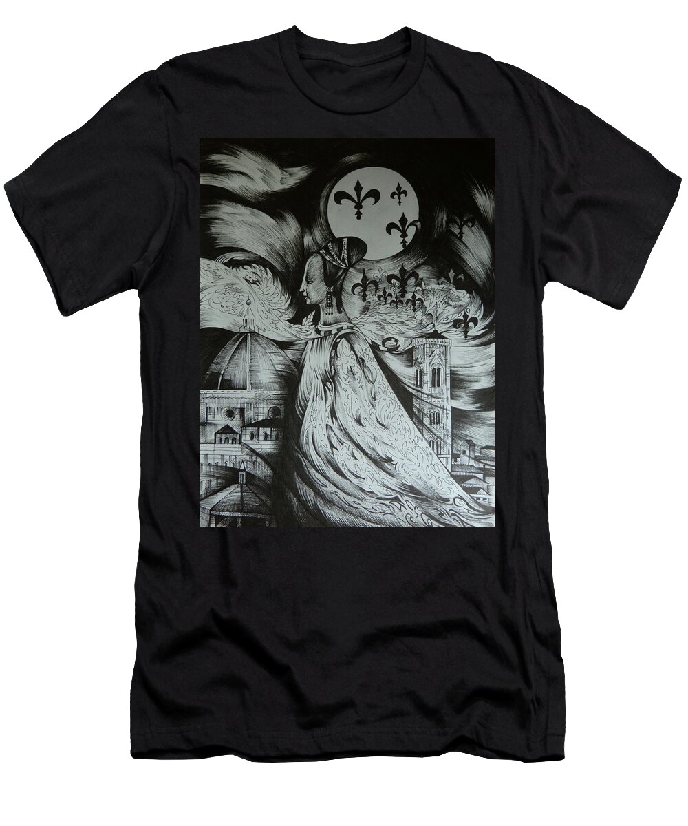 Fantasy T-Shirt featuring the drawing Italian Fantasies. Florence by Anna Duyunova