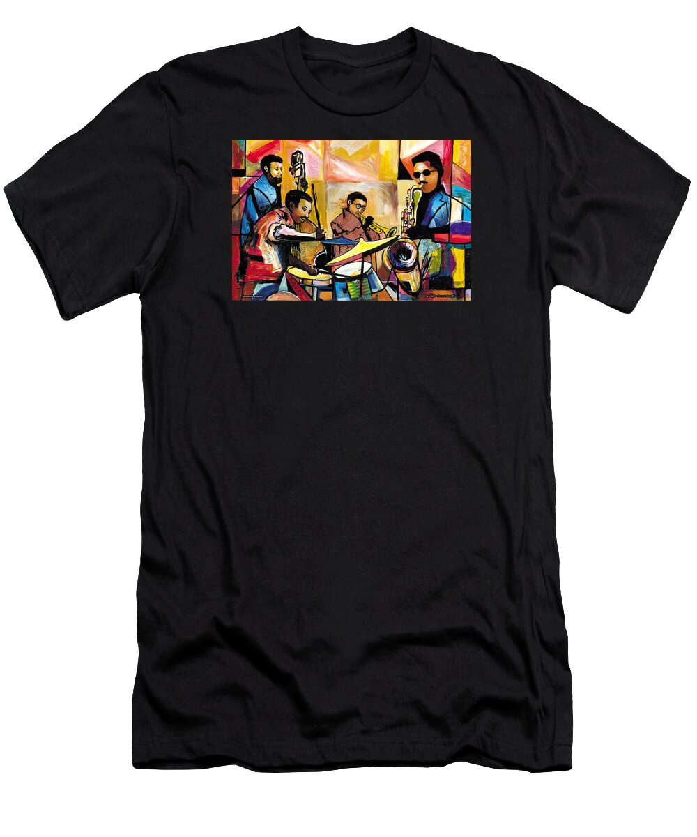 Abstract Art T-Shirt featuring the painting Jammin n Rhythm by Everett Spruill