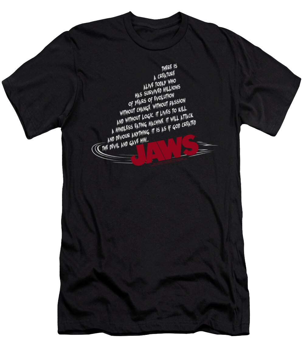 Jaws T-Shirt featuring the digital art Jaws - Dorsal Text by Brand A