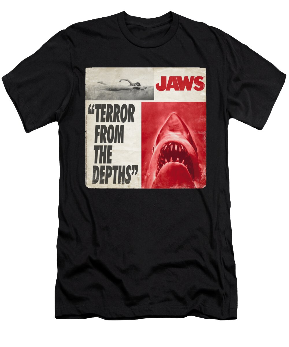  T-Shirt featuring the digital art Jaws - Terror by Brand A