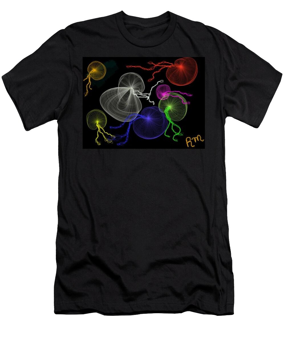 Jellyfish T-Shirt featuring the digital art Jellyfish Jam by Renee Michelle Wenker