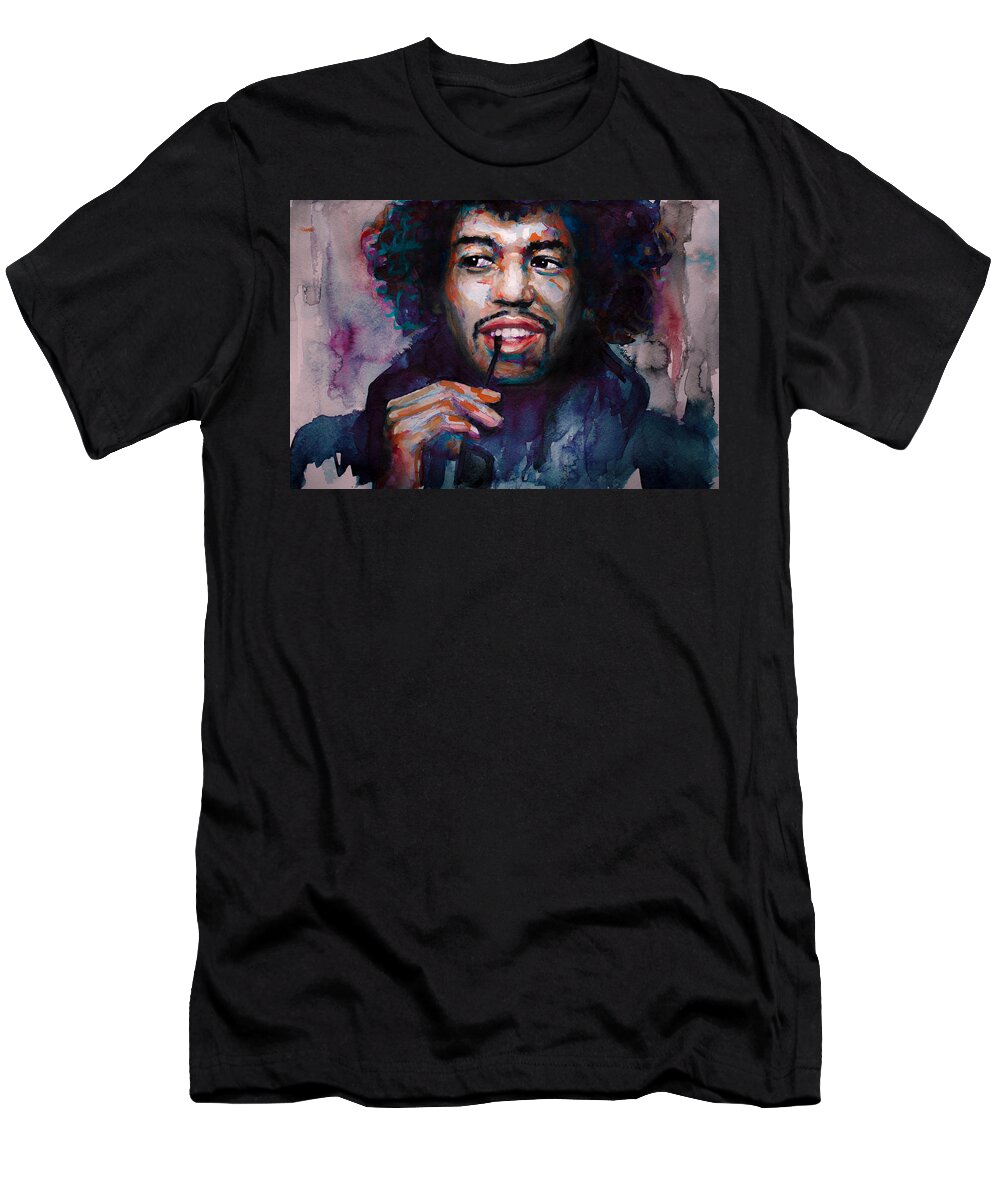 Jimi Hendrix T-Shirt featuring the painting Jimi Hendrix watercolor by Laur Iduc