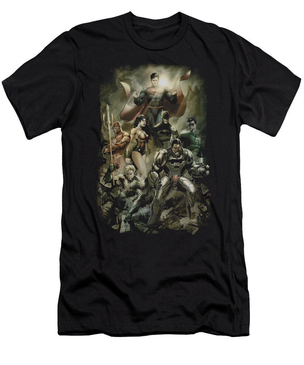 Justice League Of America T-Shirt featuring the digital art Jla - Aftermath by Brand A