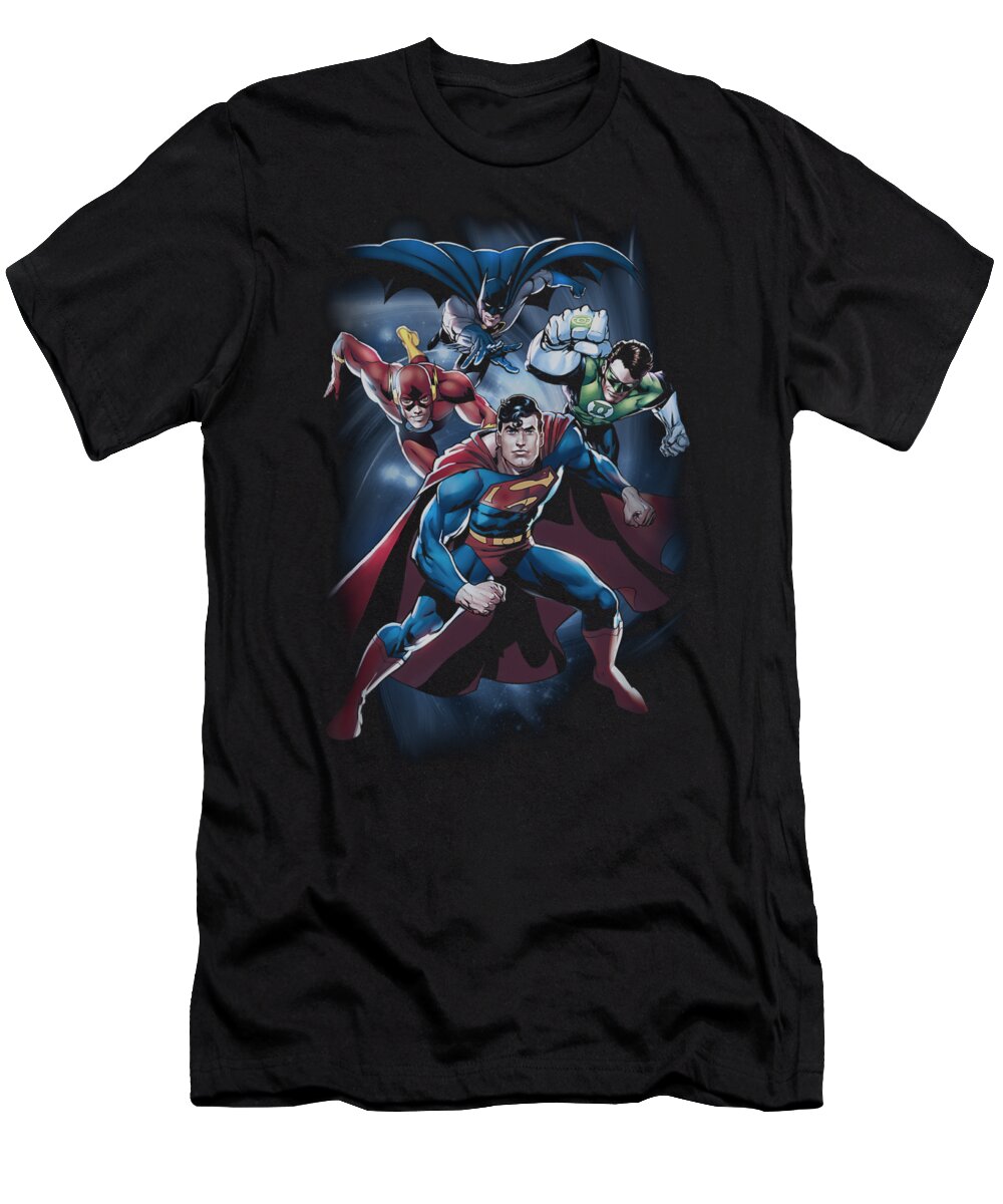 Justice League Of America T-Shirt featuring the digital art Jla - Cosmic Crew by Brand A