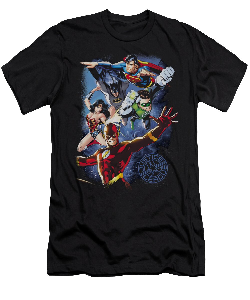  T-Shirt featuring the digital art Jla - Galactic Attack Color by Brand A