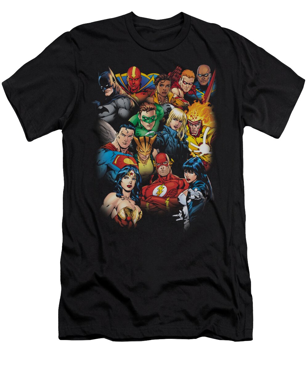  T-Shirt featuring the digital art Jla - The League's All Here by Brand A