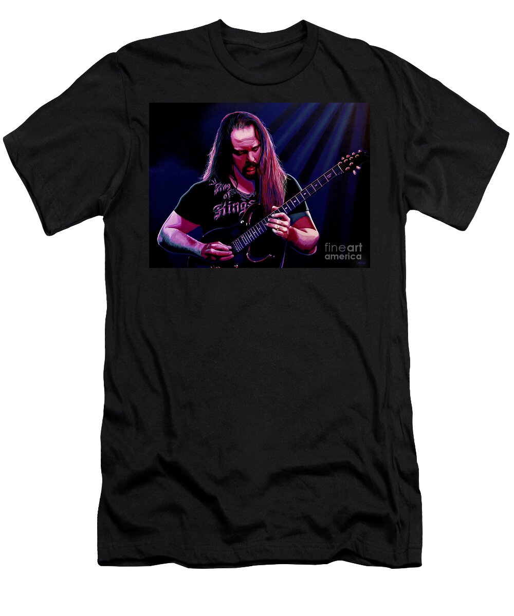 John Petrucci T-Shirt featuring the painting John Petrucci Painting by Paul Meijering
