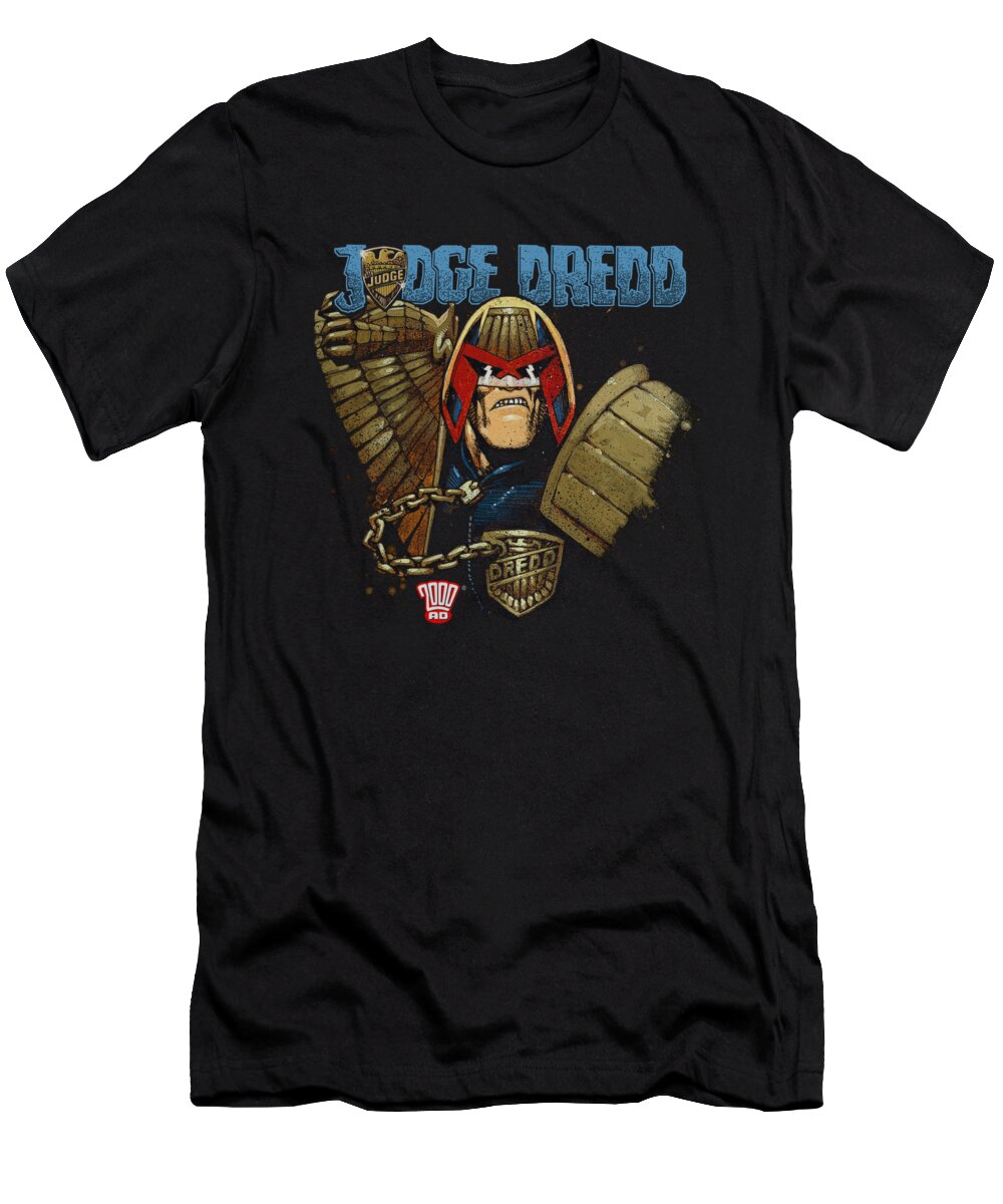 Judge Dredd T-Shirt featuring the digital art Judge Dredd - Smile Scumbag by Brand A