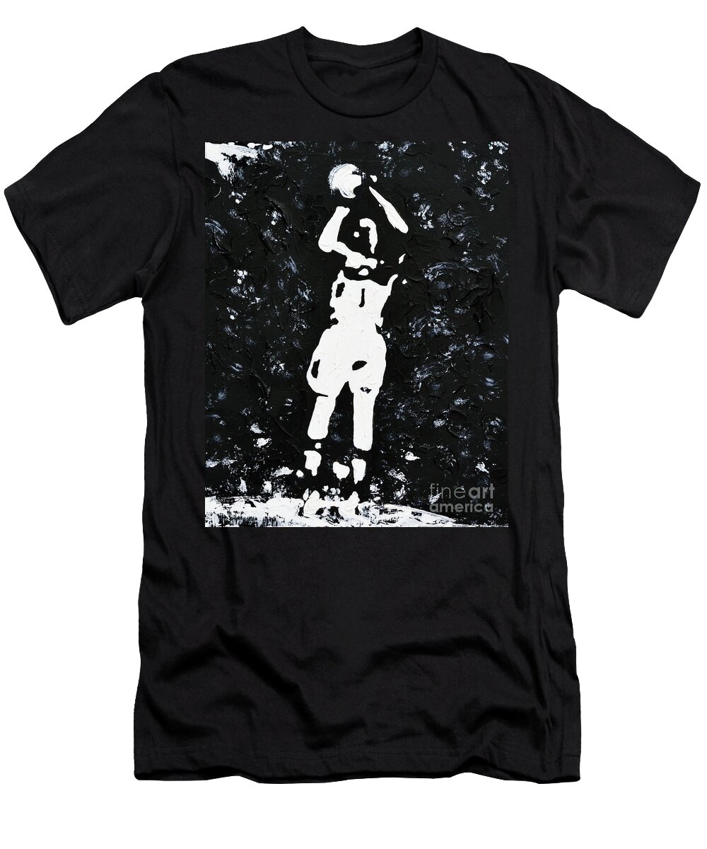 Indiana Basketball T-Shirt featuring the painting Jump Shot by Alys Caviness-Gober