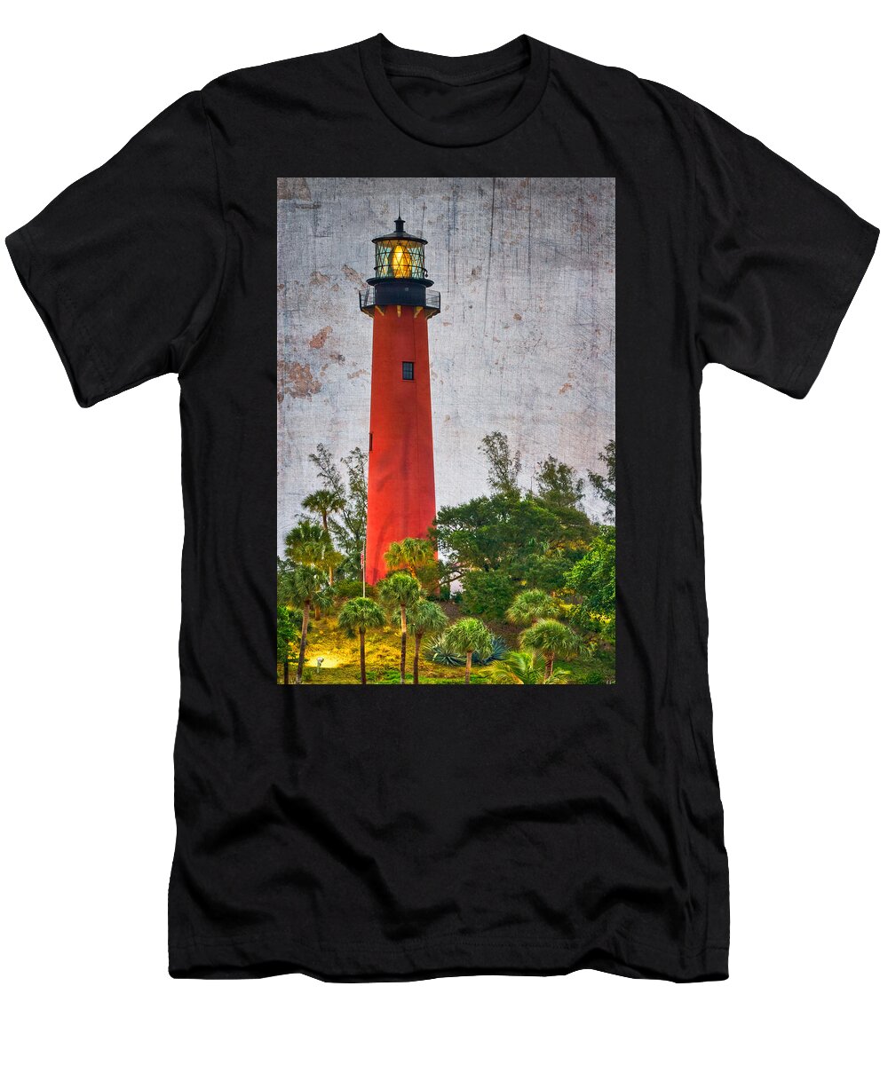 Clouds T-Shirt featuring the photograph Jupiter Lighthouse by Debra and Dave Vanderlaan