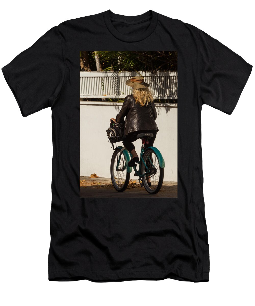 Basket T-Shirt featuring the photograph Key West Commuter by Ed Gleichman