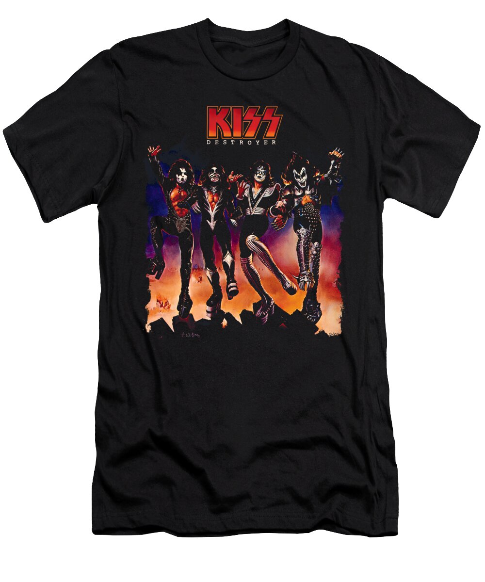  T-Shirt featuring the digital art Kiss - Destroyer Cover by Brand A