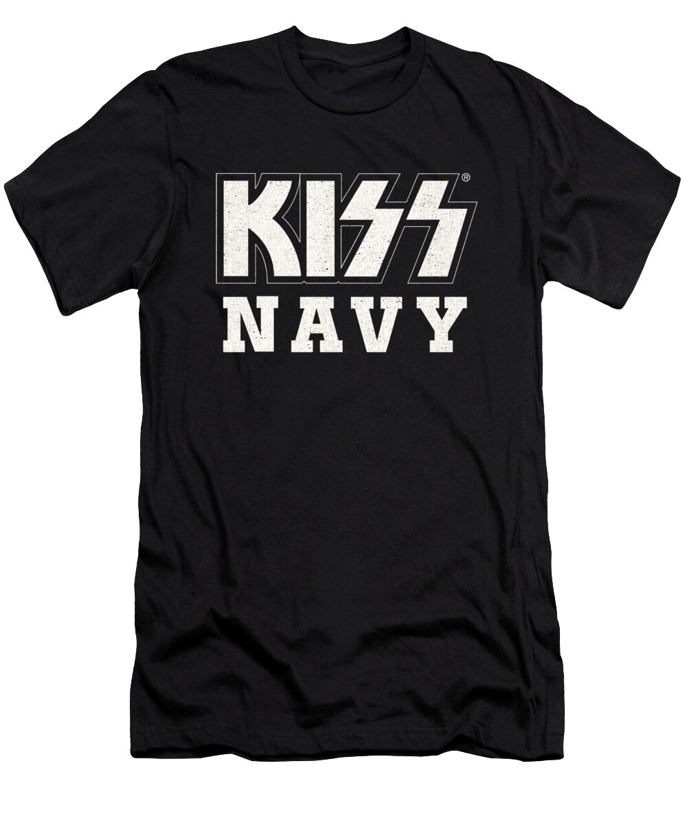  T-Shirt featuring the digital art Kiss - Navy Block by Brand A