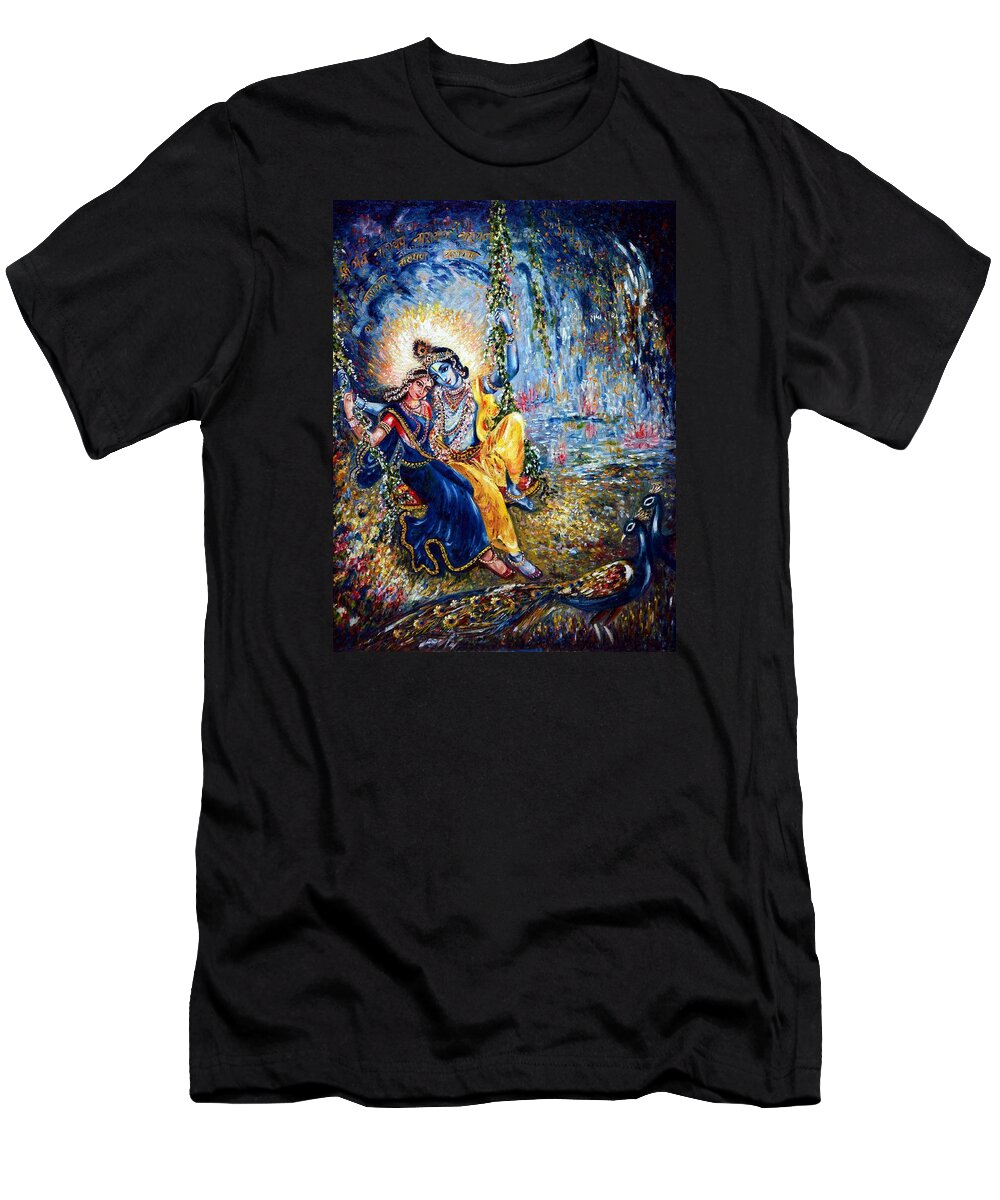 Krishna T-Shirt featuring the painting Krishna leela by Harsh Malik