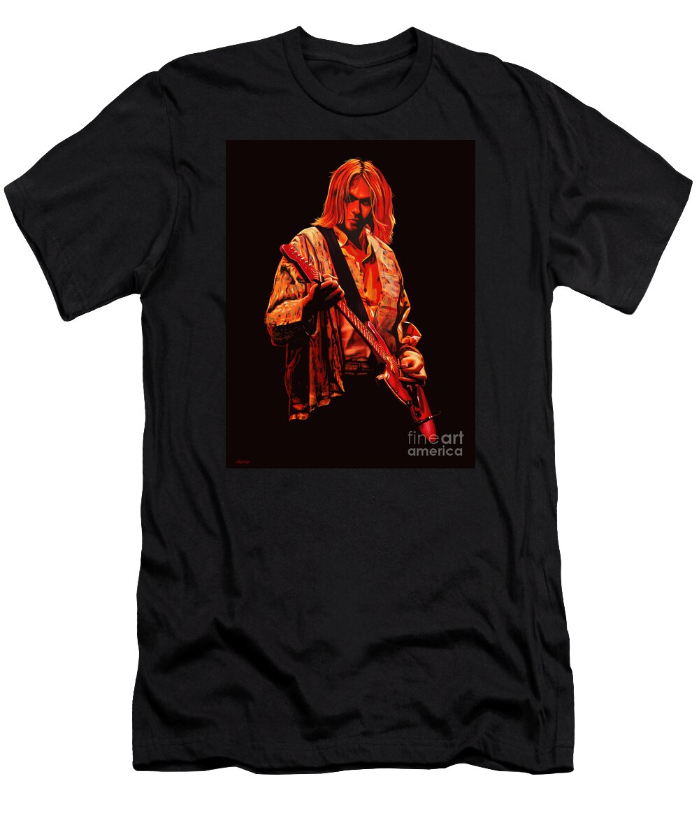 Kurt Cobain T-Shirt featuring the painting Kurt Cobain Painting by Paul Meijering
