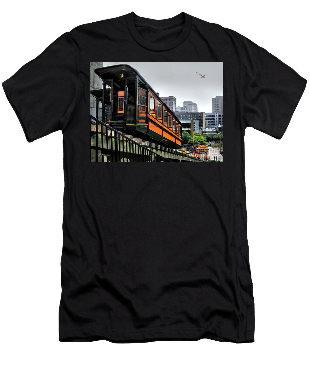 L A Angel's Flight T-Shirt featuring the photograph Los Angeles Angels Flight by Jennie Breeze