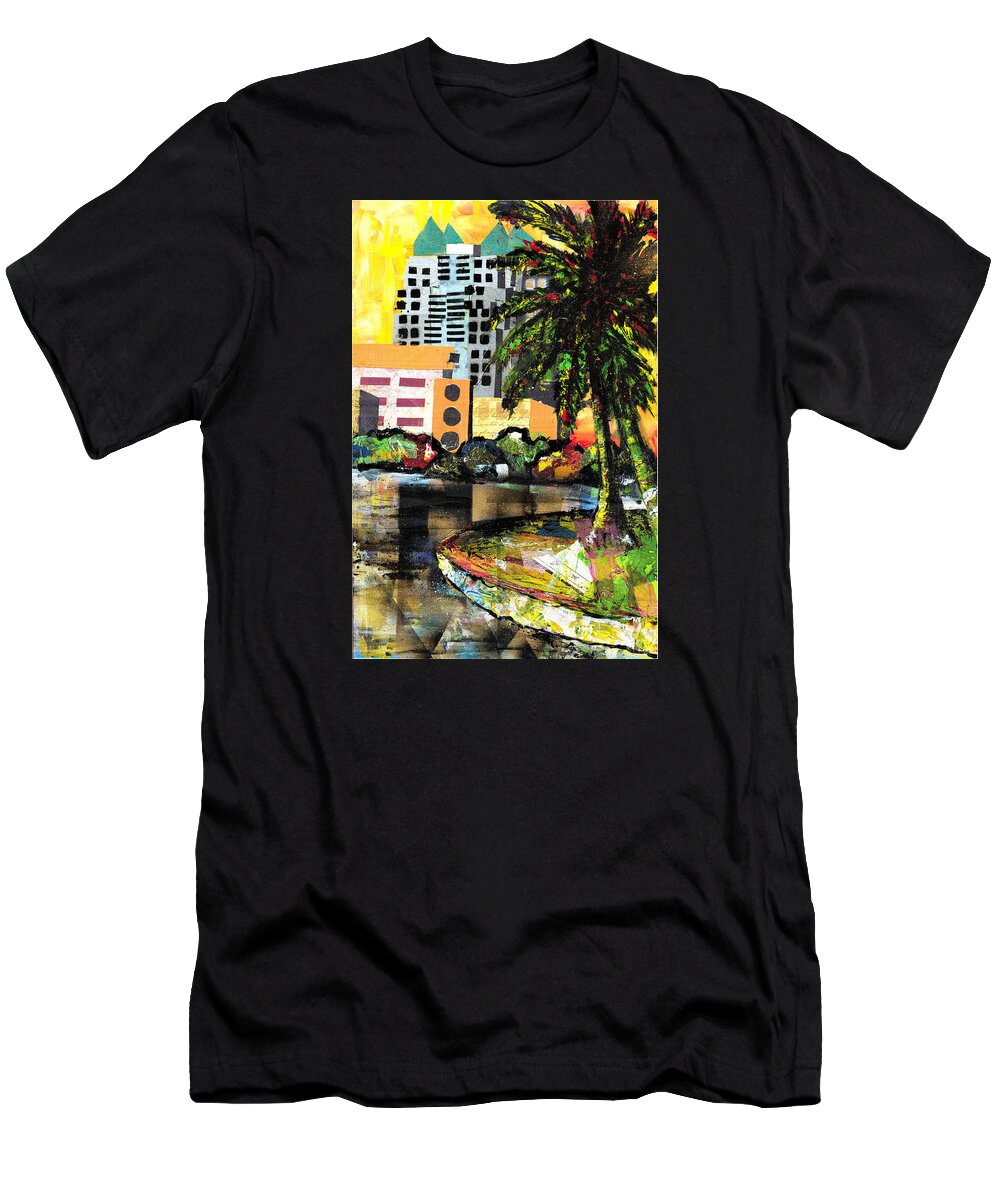 Orlando T-Shirt featuring the painting Lake Eola - part 3 of 3 by Everett Spruill
