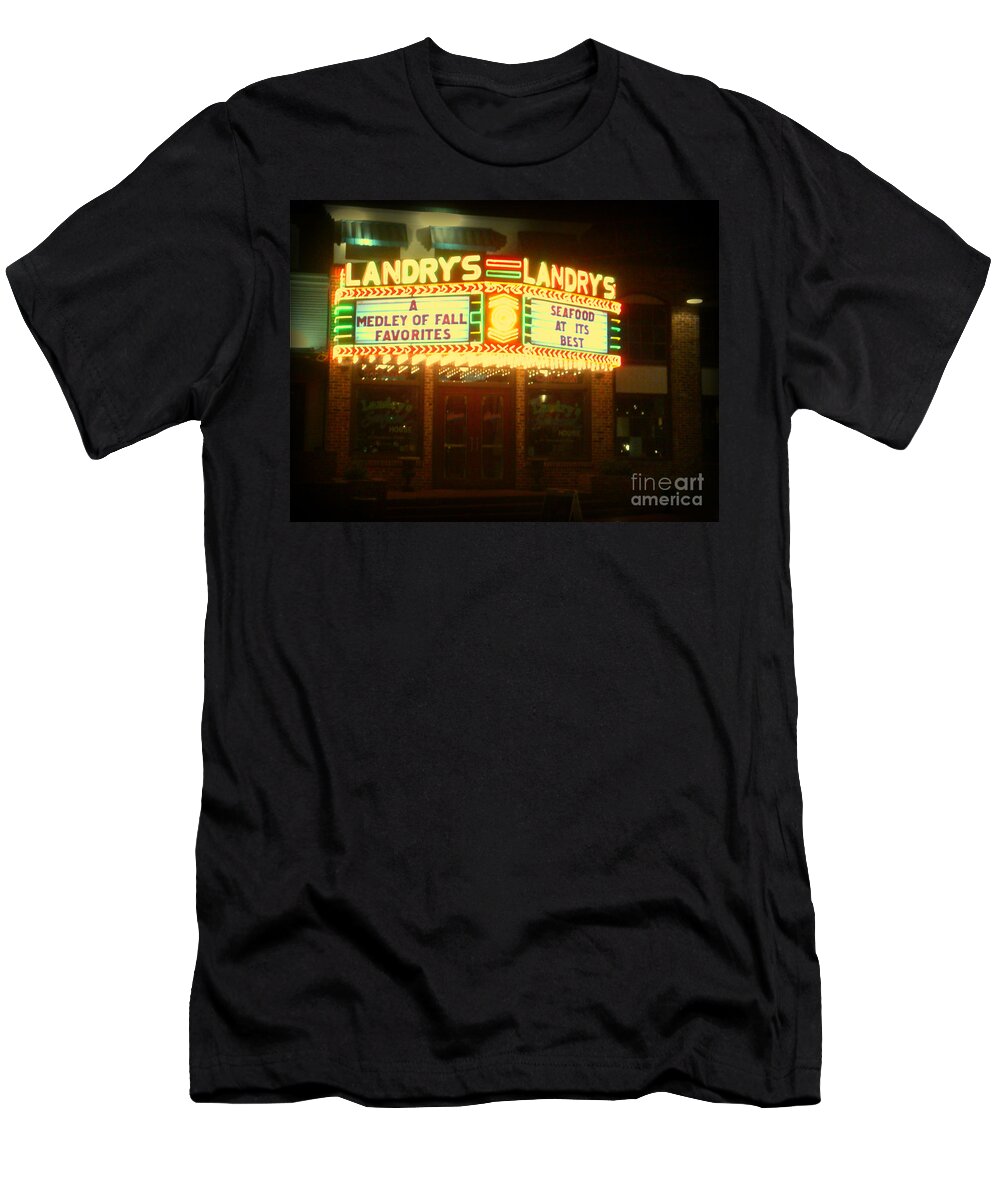  T-Shirt featuring the photograph Landry's Seafood in Lomoish by Kelly Awad
