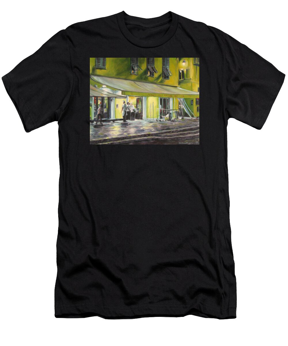 My Art T-Shirt featuring the painting Late Night Cleanup by Connie Schaertl