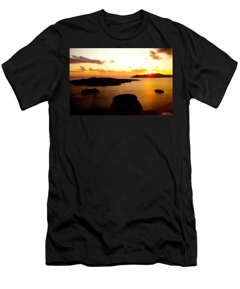 Colette T-Shirt featuring the photograph Late Sunset Santorini Island Greece by Colette V Hera Guggenheim