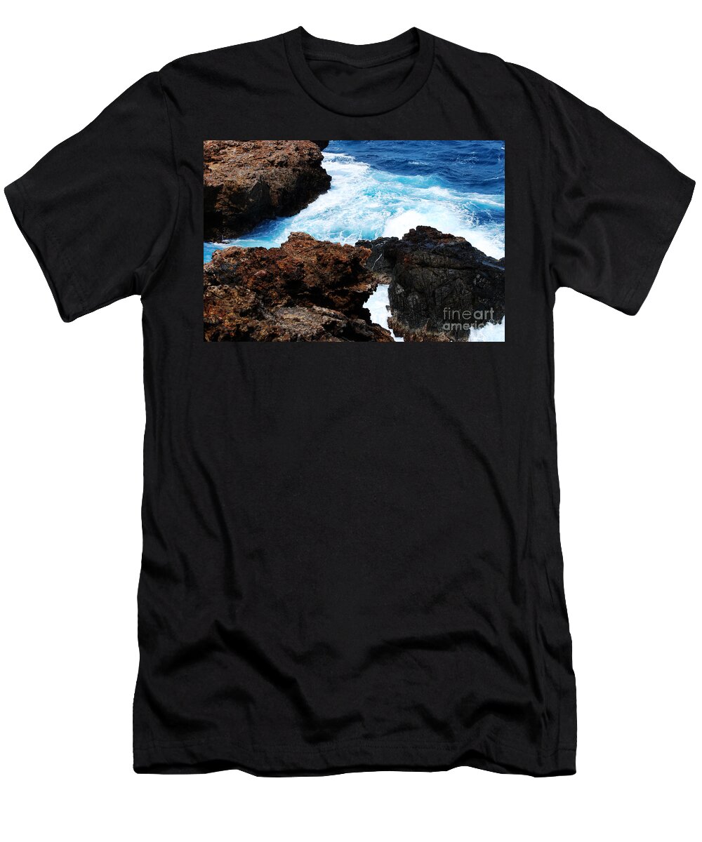 Aruba T-Shirt featuring the photograph Lava Rock on Aruban Coast by DejaVu Designs