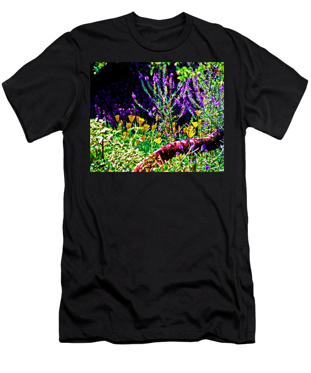 Lavender And Gold T-Shirt featuring the digital art Lavender and Gold by Joseph Coulombe