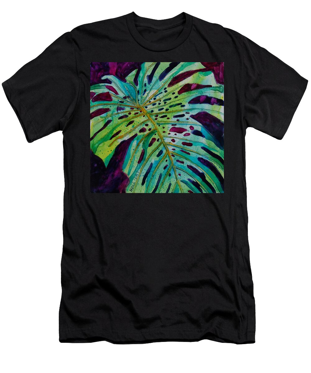 Leaf T-Shirt featuring the painting Leaf by Terry Holliday