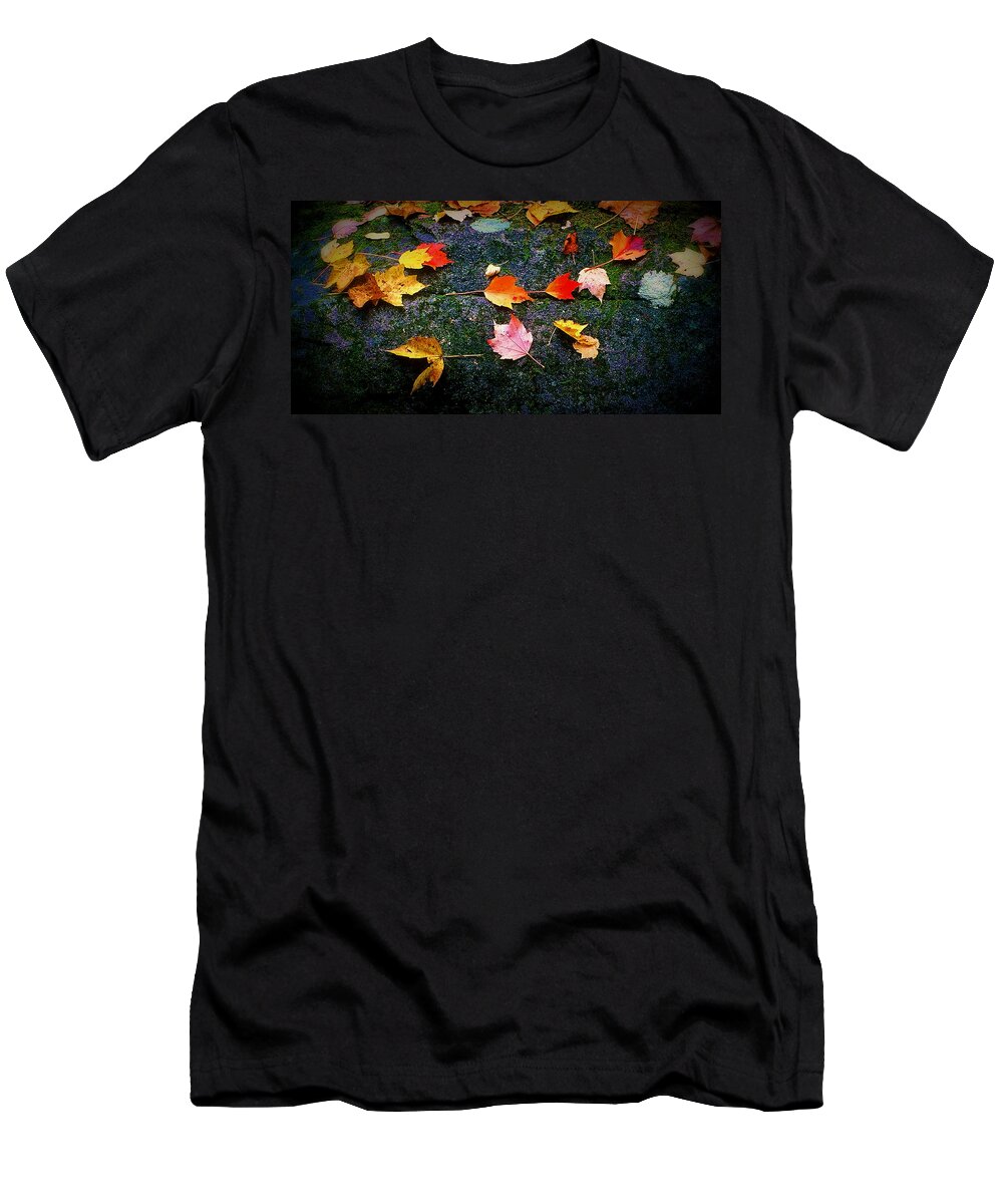 Fine Art T-Shirt featuring the photograph Leaves on Rock by Rodney Lee Williams