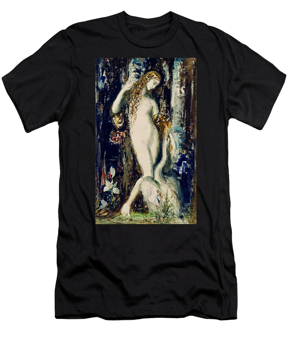 Leda T-Shirt featuring the painting Leda by Gustave Moreau