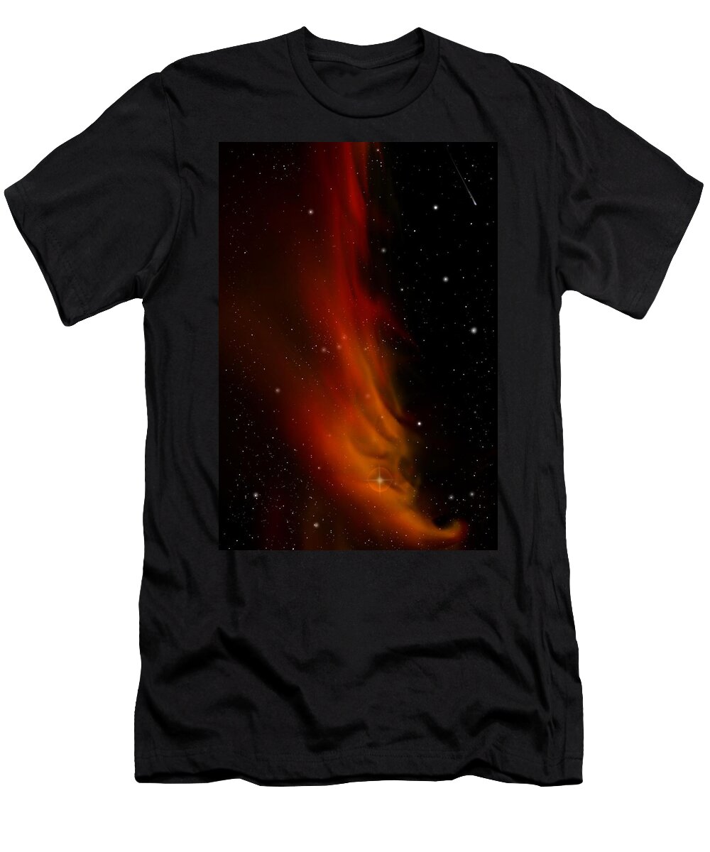 Space T-Shirt featuring the digital art Liberty's Flame Nebula by Julie Rodriguez Jones