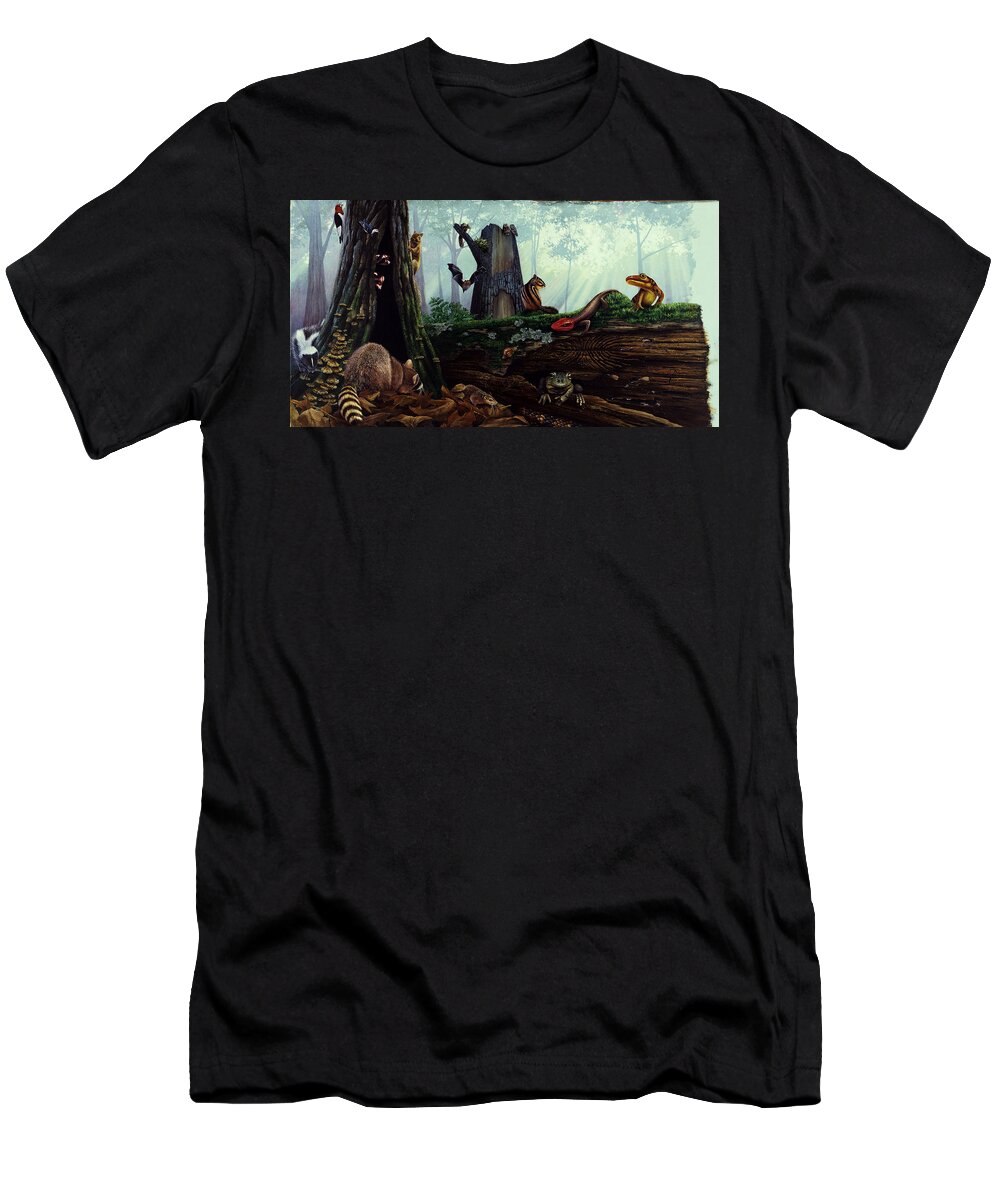 Illustration T-Shirt featuring the painting Life In A Dead Tree by Chase Studio