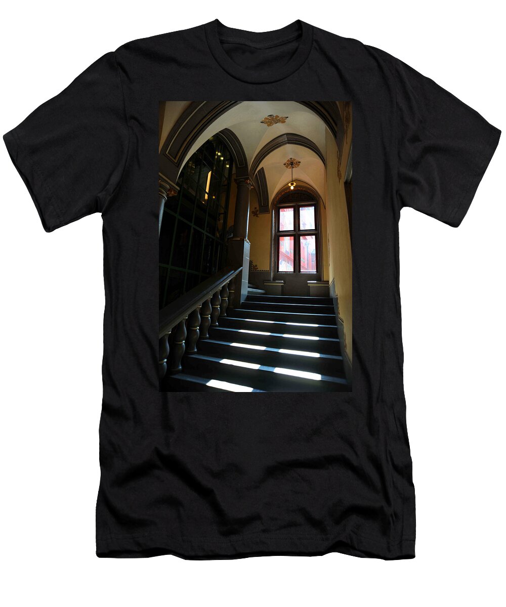 Europe T-Shirt featuring the photograph Lighted Stairs by Richard Gehlbach