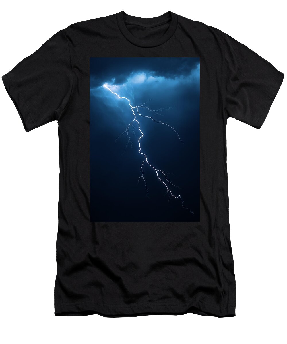 Lightning T-Shirt featuring the photograph Lightning with cloudscape by Johan Swanepoel