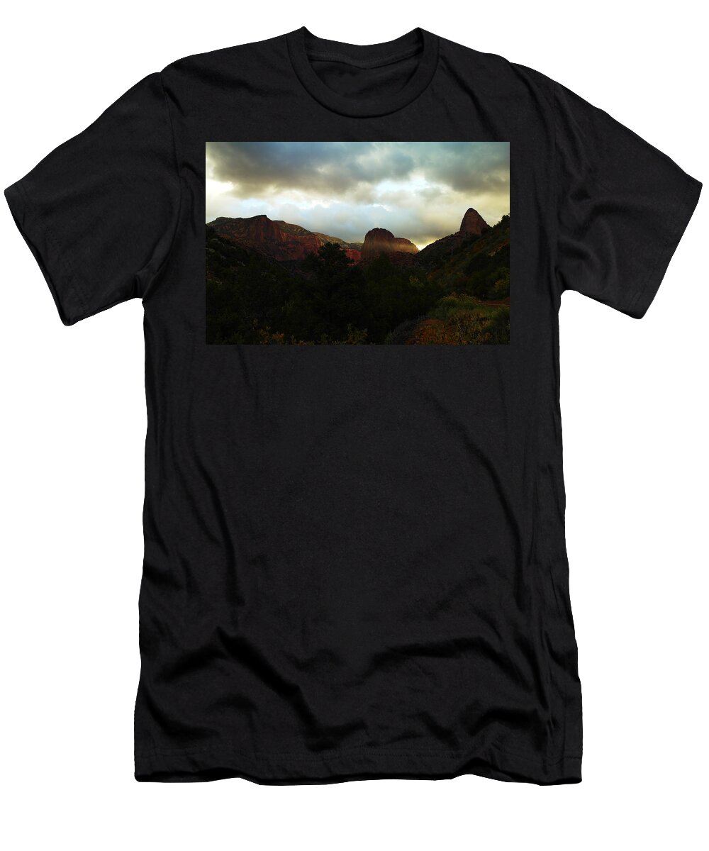 Kalob Canyon T-Shirt featuring the photograph Like A Ray Of Hope In The Mountains by Jeff Swan