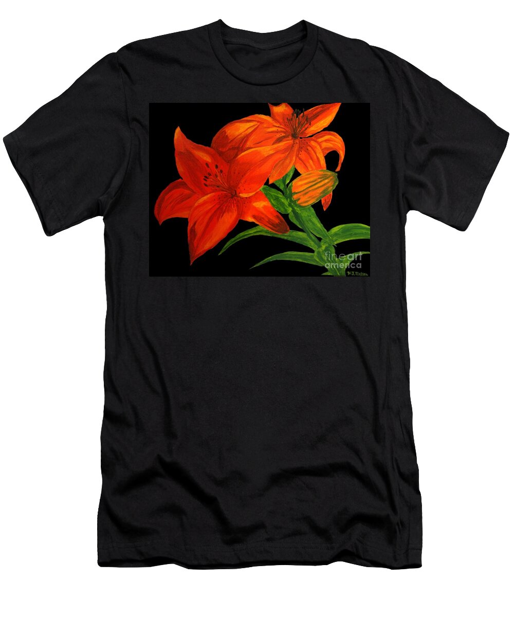 Lilies T-Shirt featuring the painting Lilies of the Field by Vicki Maheu
