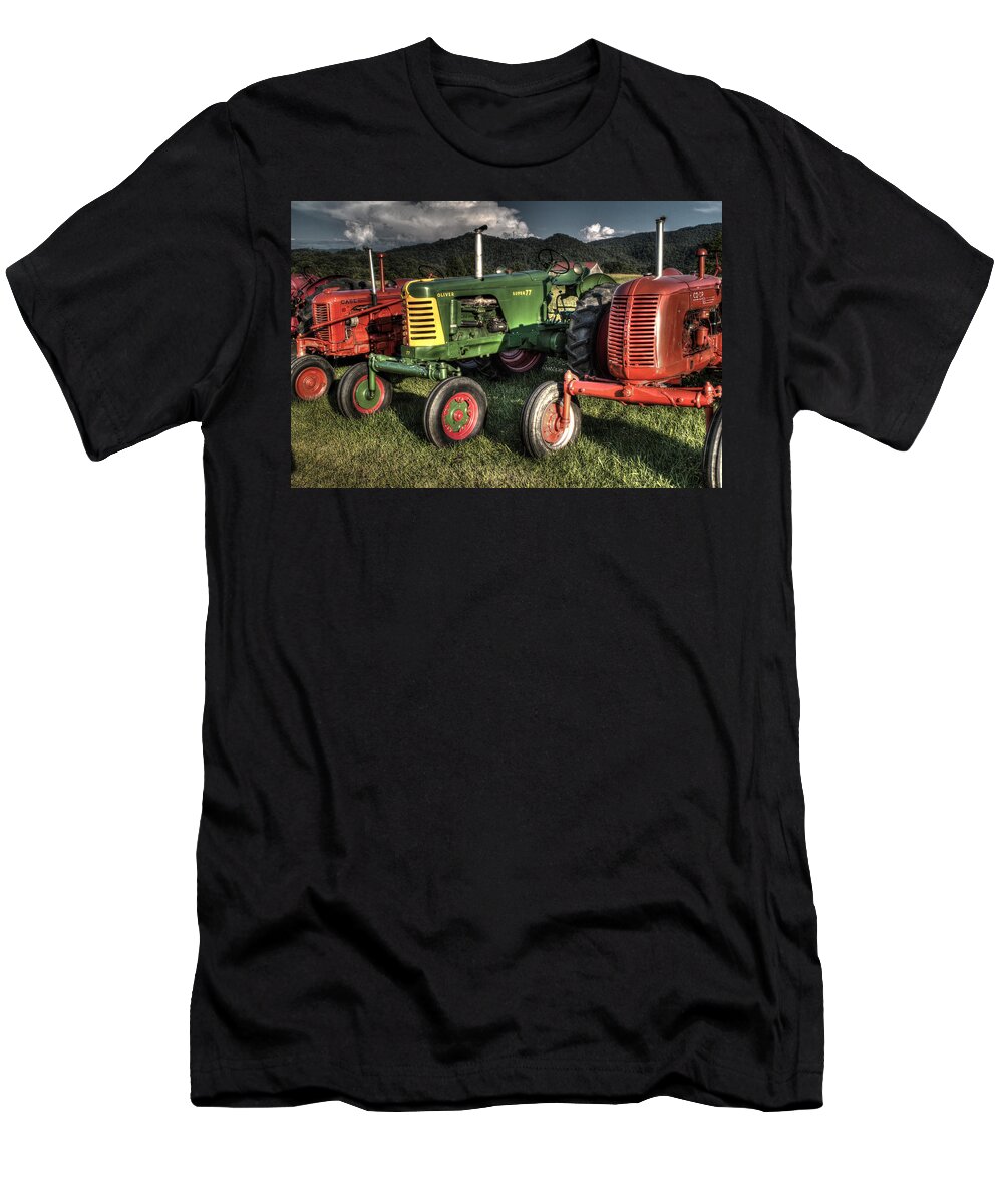 Tractors T-Shirt featuring the photograph Lined Up by Michael Eingle