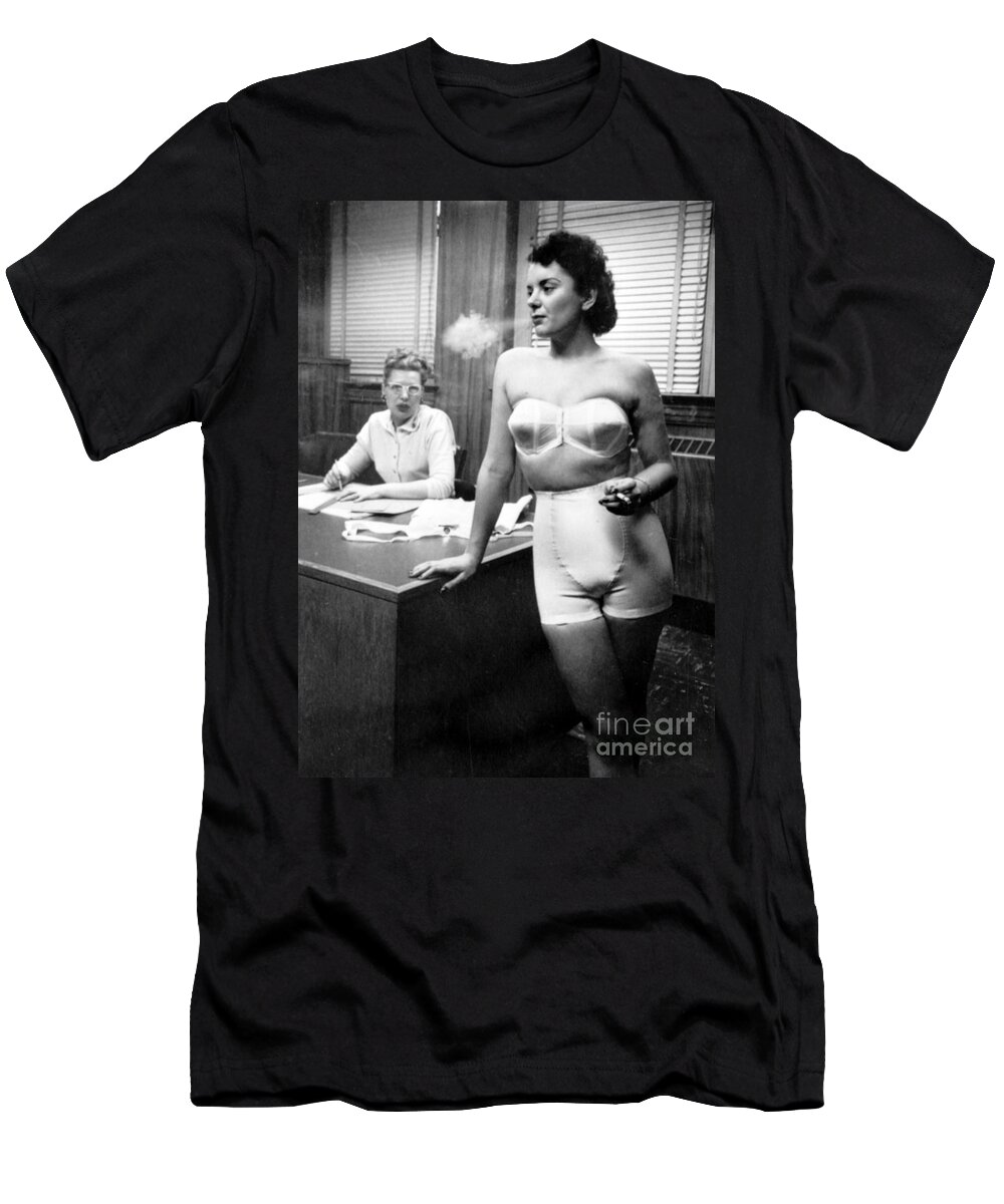 Fashion T-Shirt featuring the photograph Lingerie Model, 1949 by Science Source