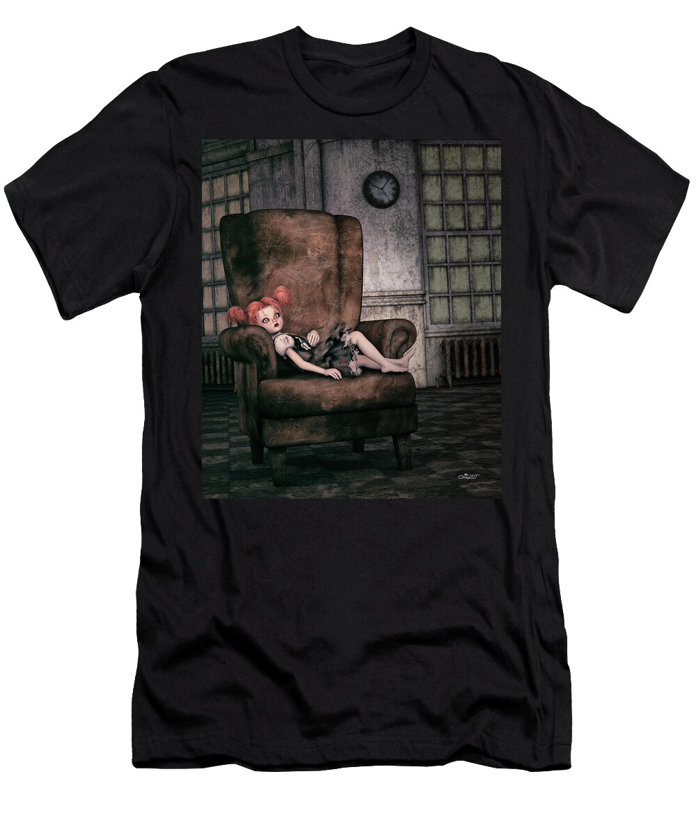3d T-Shirt featuring the digital art Lonely Gothic Doll by Jutta Maria Pusl