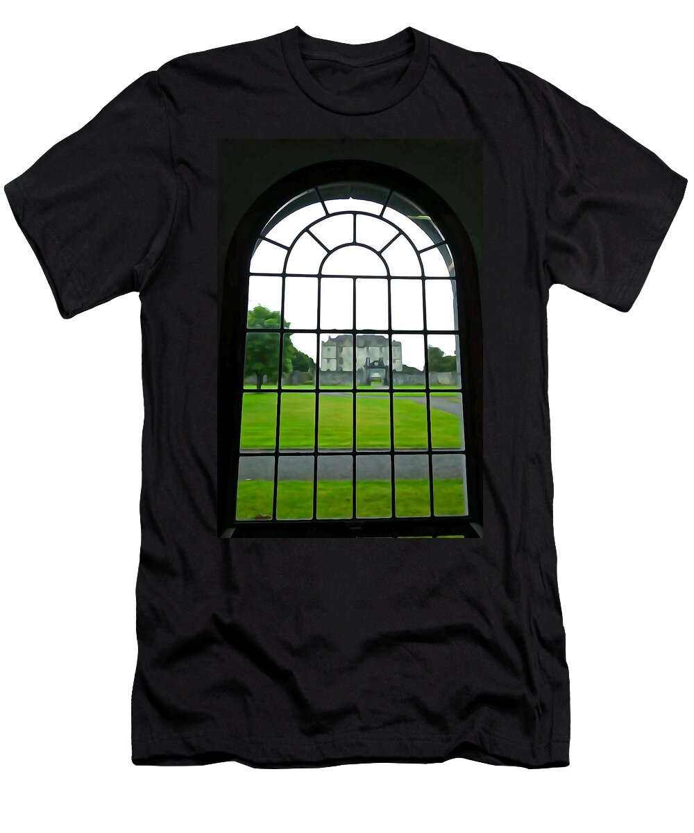 Window T-Shirt featuring the photograph Looking at Portumna Castle by Norma Brock