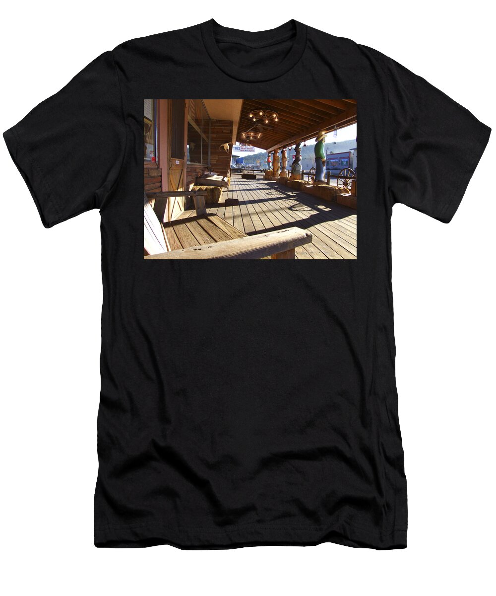 Route 66 T-Shirt featuring the photograph Looking Out to Route 66 by Mike McGlothlen