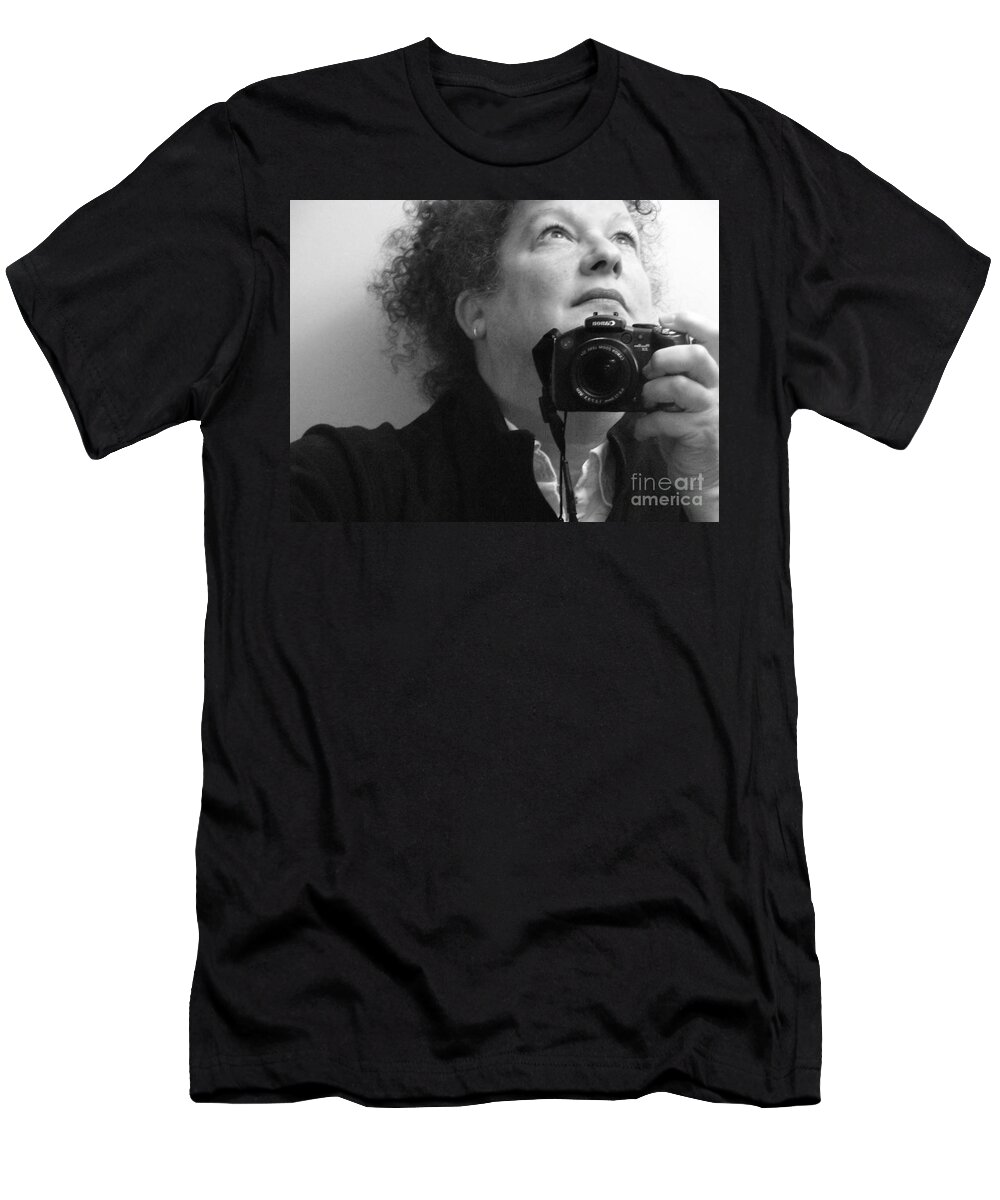 Self-portrait T-Shirt featuring the photograph Looking Up - b/w by Rory Siegel