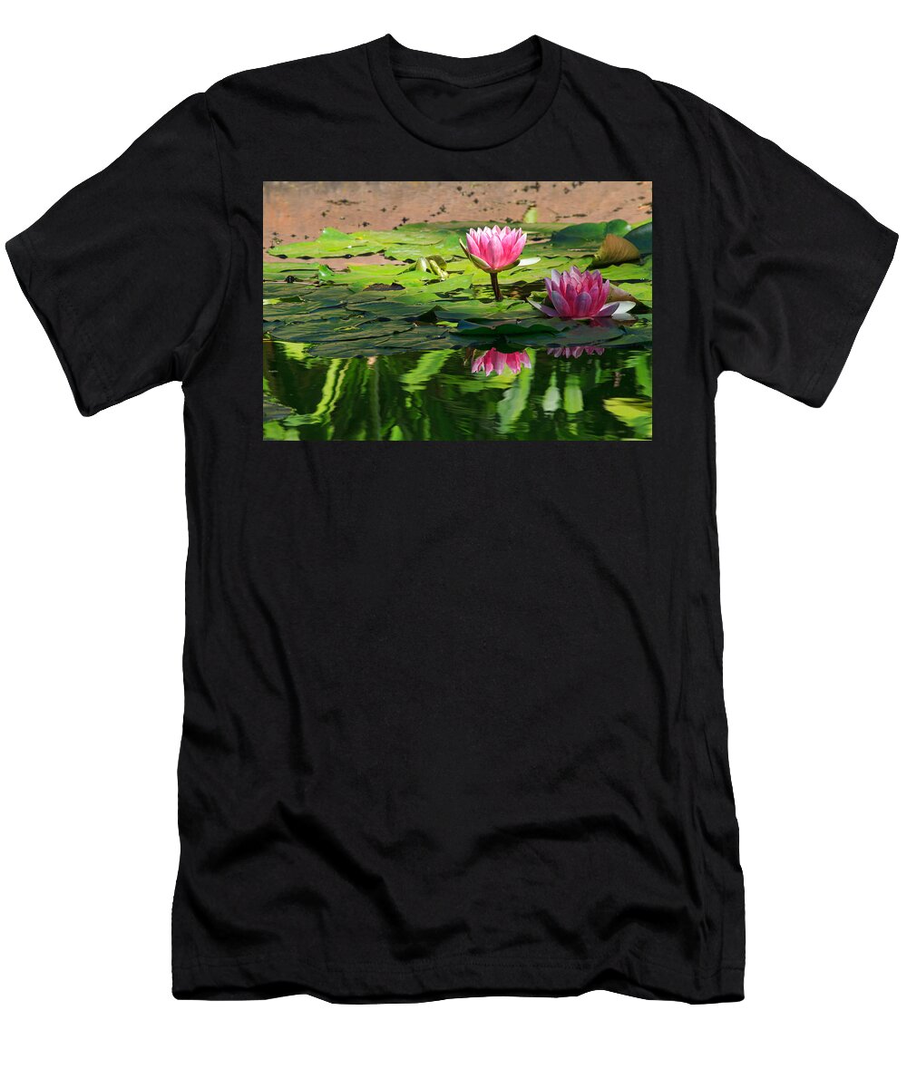 California T-Shirt featuring the photograph Lotus Flower Reflections by Beth Sargent