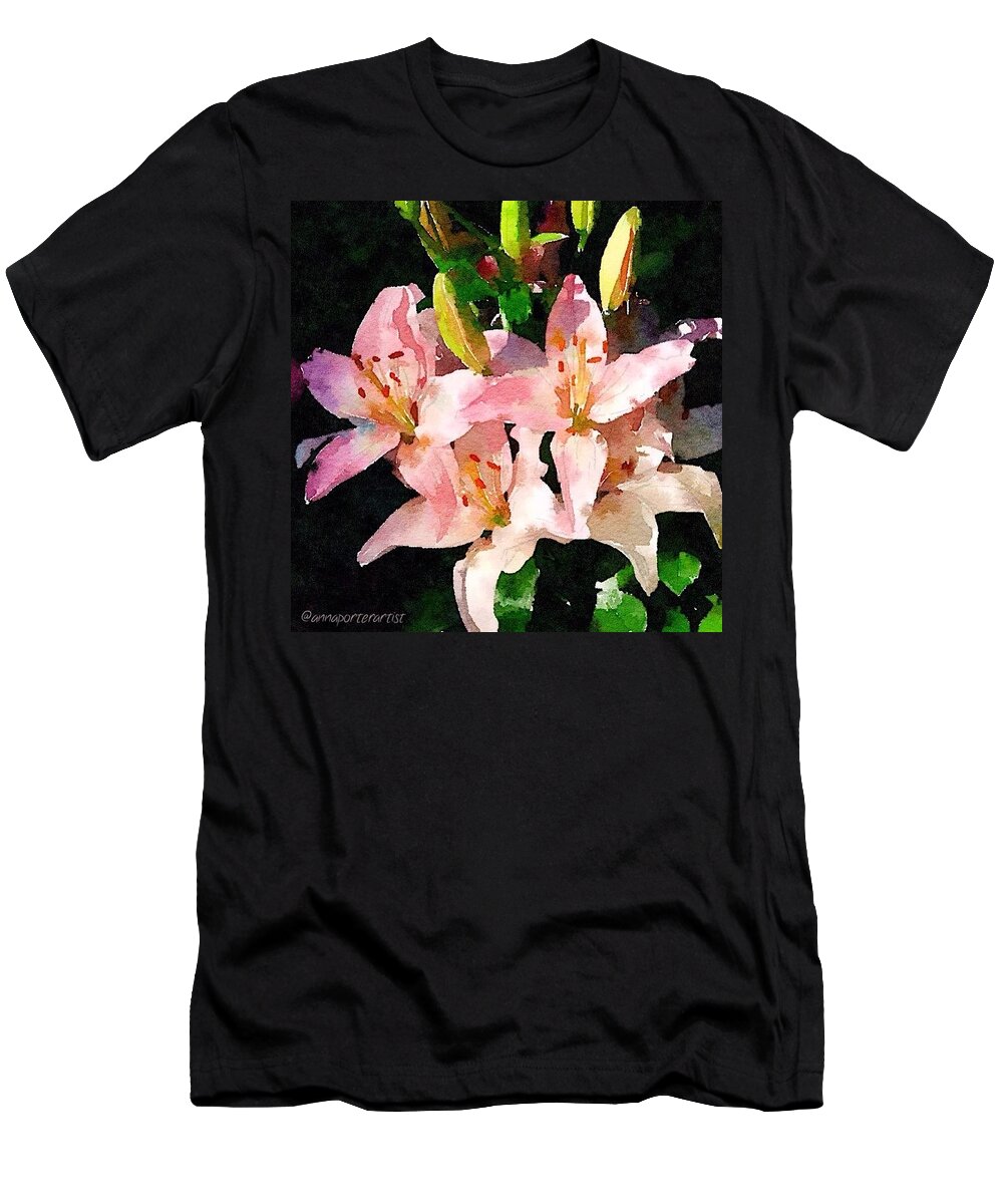 Flowers T-Shirt featuring the photograph Lovely Lilies digital painting by Anna Porter