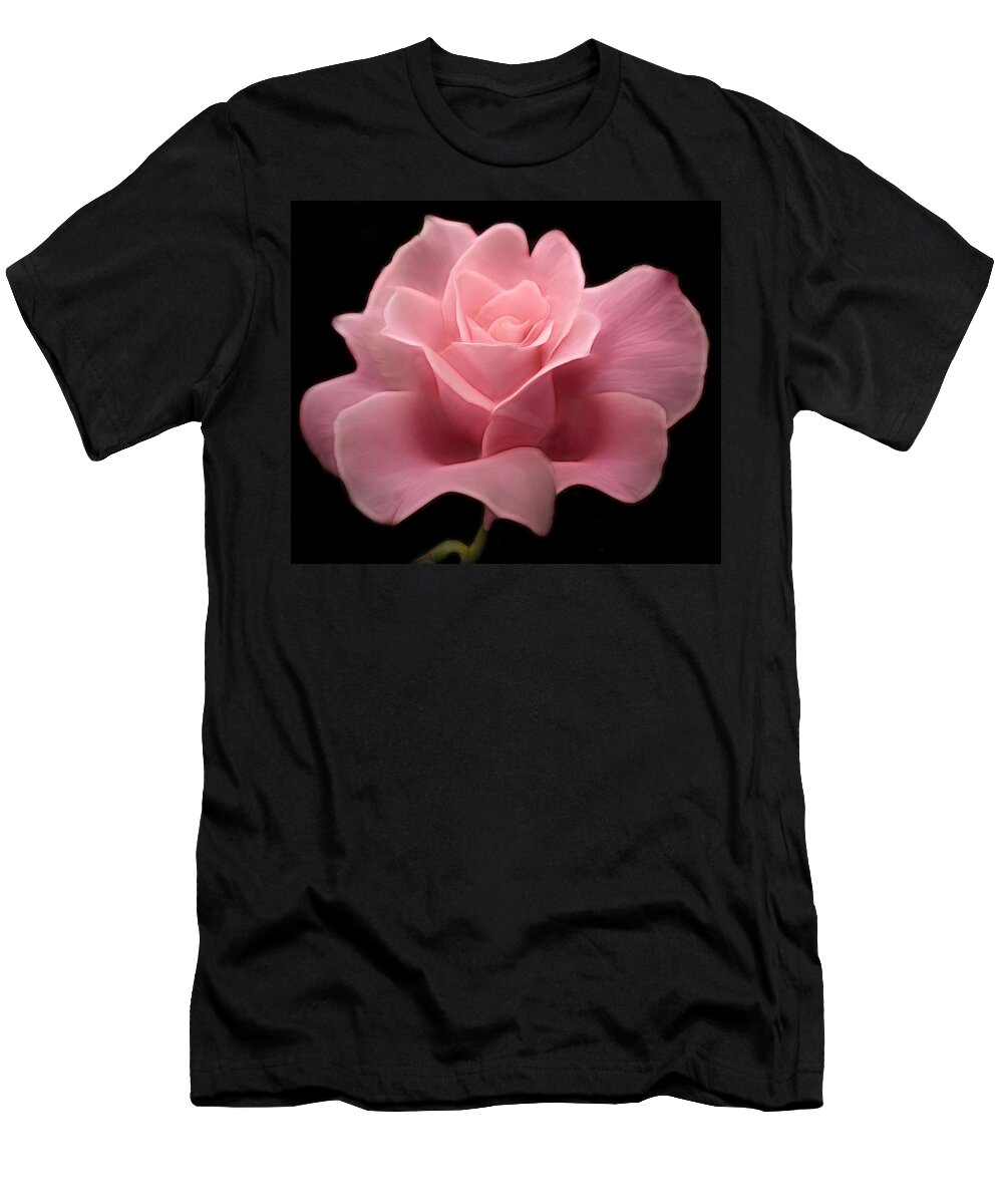 Roses T-Shirt featuring the digital art Lovely Pink Rose by Nina Bradica