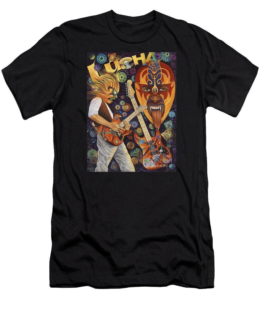 Lucha T-Shirt featuring the painting Lucha Rock by Ricardo Chavez-Mendez