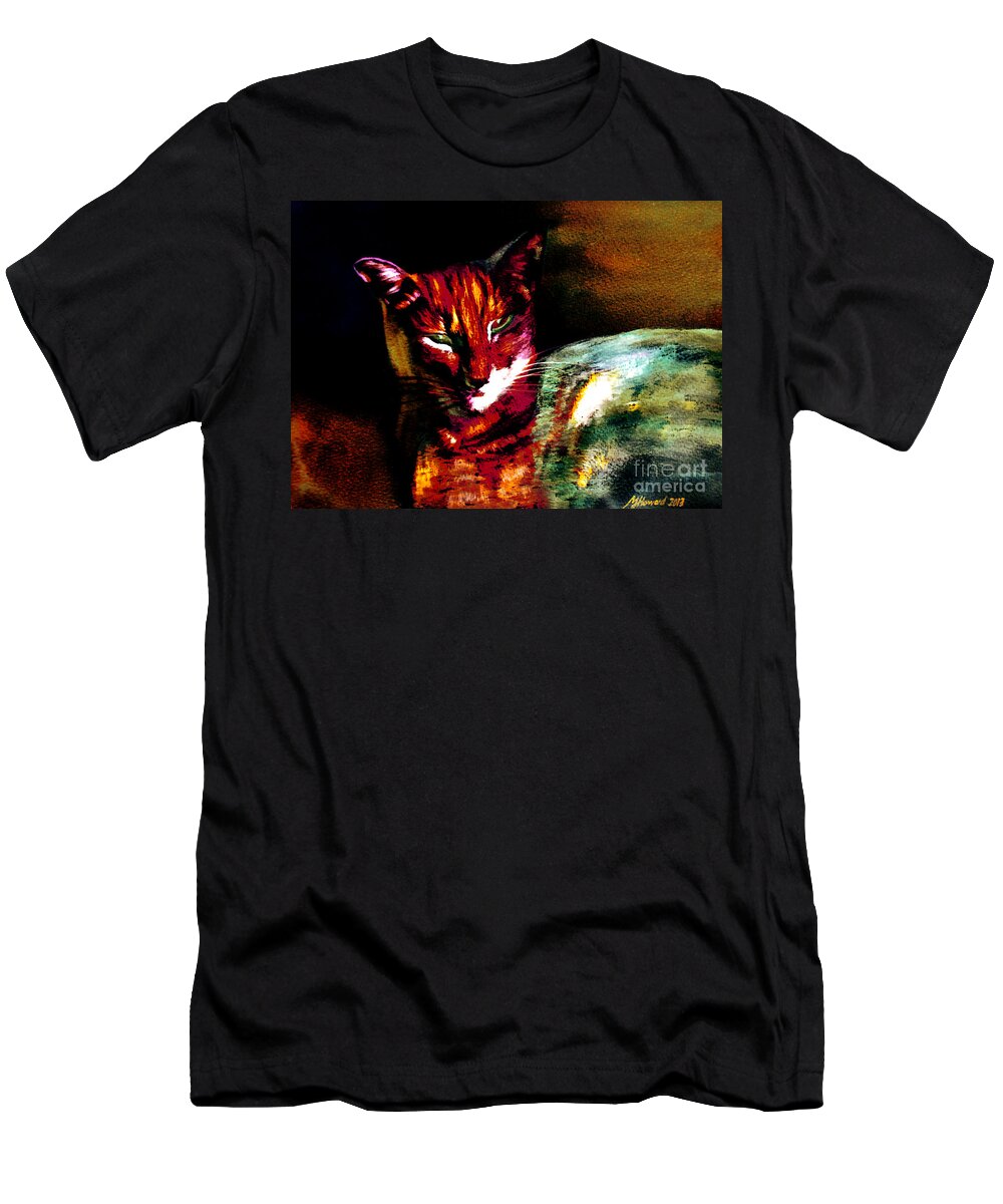Lucifer T-Shirt featuring the painting Lucifer Sam Tiger Cat by Martin Howard