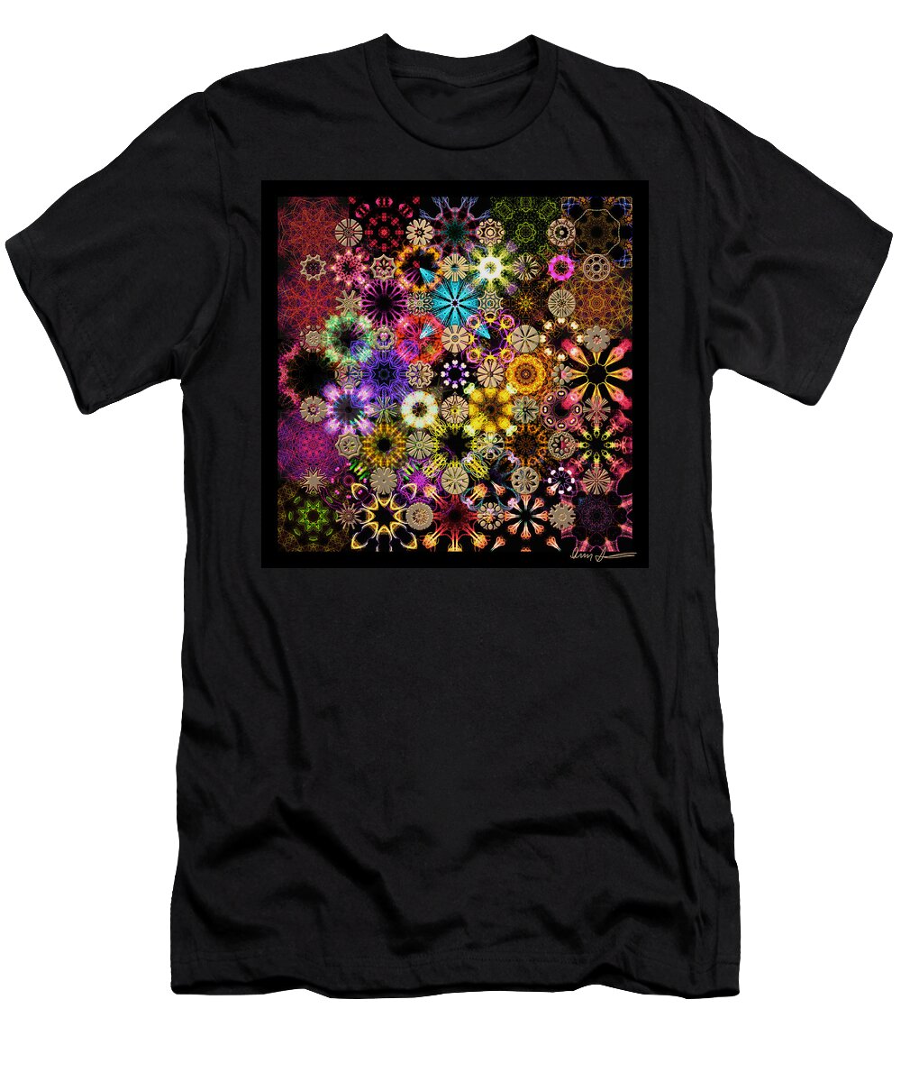 Floral T-Shirt featuring the digital art Luminiscent Kaleidoctogarden by Ann Stretton